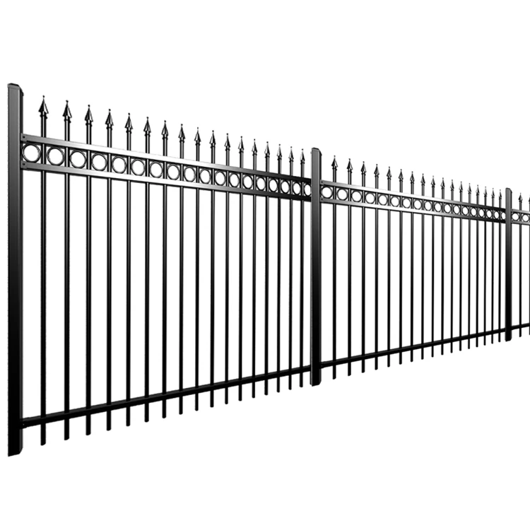 Ornamental galvanized wrought iron steel picket fence for garden