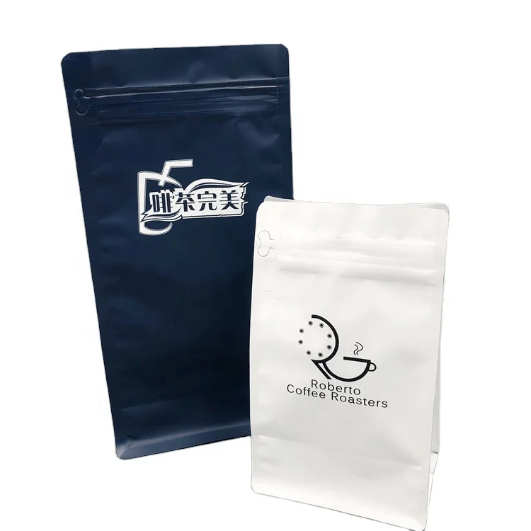 China Factory Wholesale Stand Up Pouch Flat Bottom Packing Bag Kraft Paper Coffee Bag With Valve Recycle
