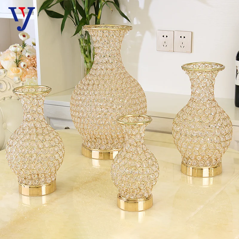 Wedding decorative vase creative metal crystal vase