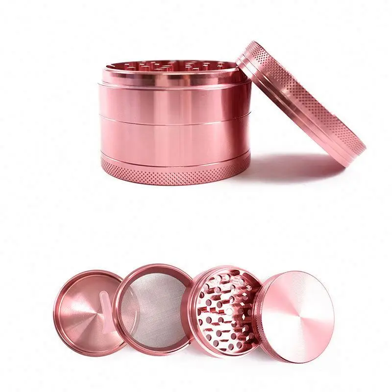 Pink Color Rose Gold Girl Love 4levels Alunium Herb Grinder Weed Tobacco Smoke Portable  for Hookah Shisha Glass Water Pipe