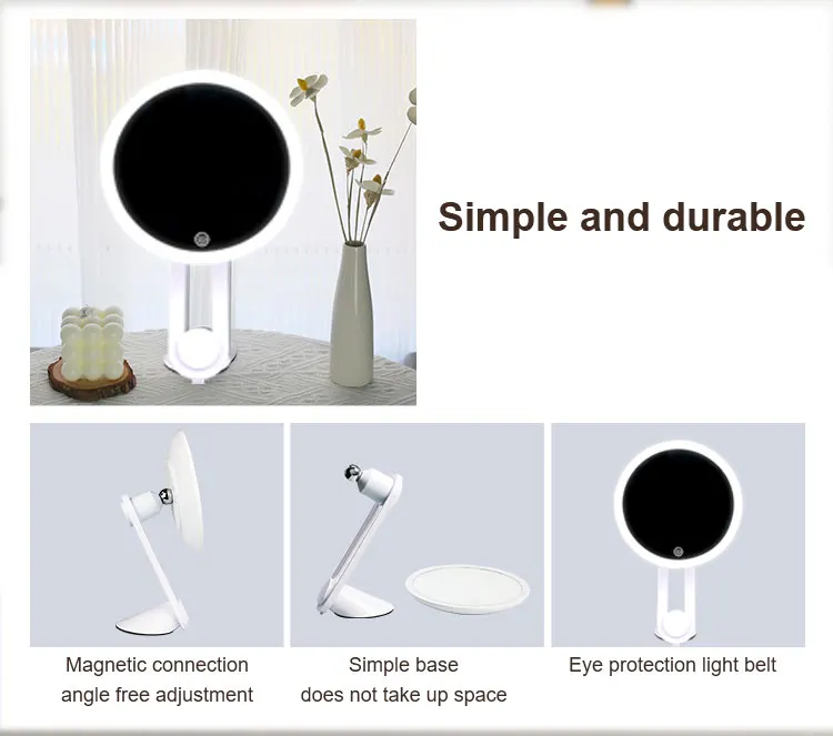 auto 3 light cosmetics Makeup Mirror Portable Lighted Beauty Mirror 3 Color Lighting Dimming Touch Screen  at home