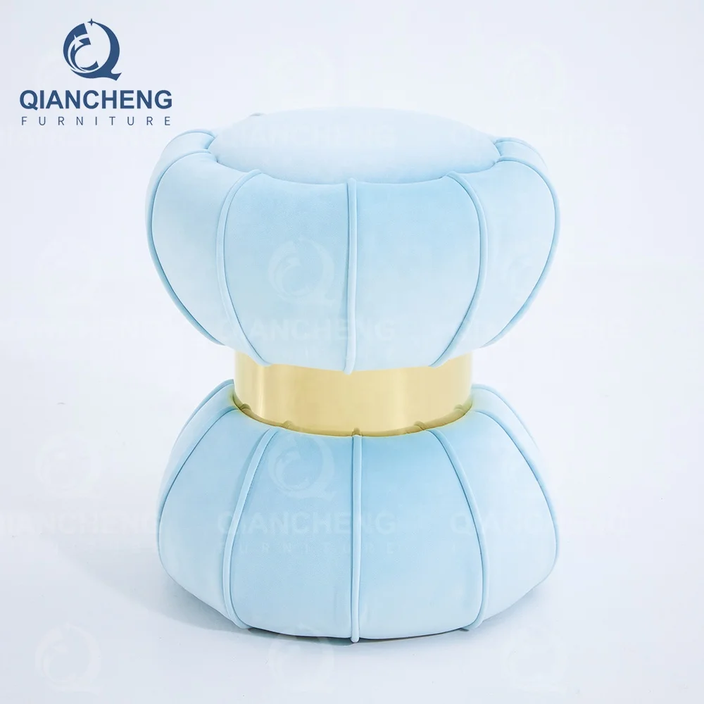 2023 hot style ottoman white velvet fabric foot stool living room home furniture salon footrest