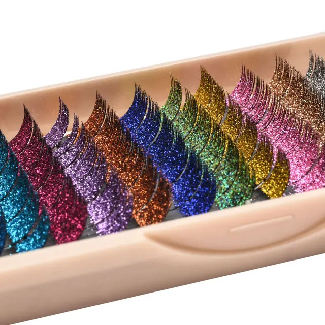 OEM Volume Private Label Korea False Colorful Eyelash Blue Packaging Box Rainbow Manufacturer volume eyelash tweezers