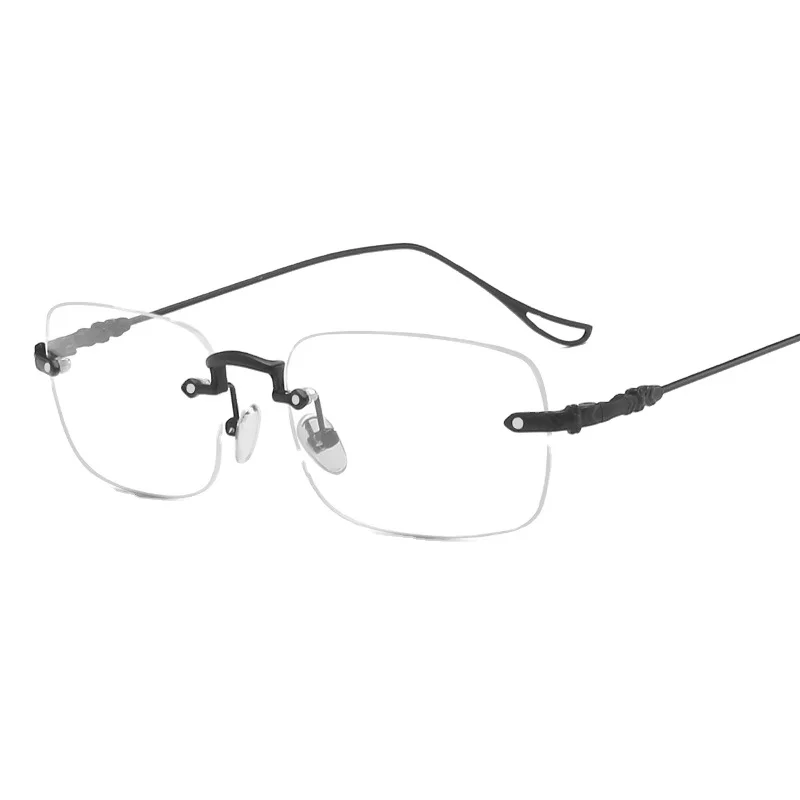 2023 New Korean Edition Borderless Flat Mirror Personalized Square Frame Anti Blue Light Couple Fashion Glasses