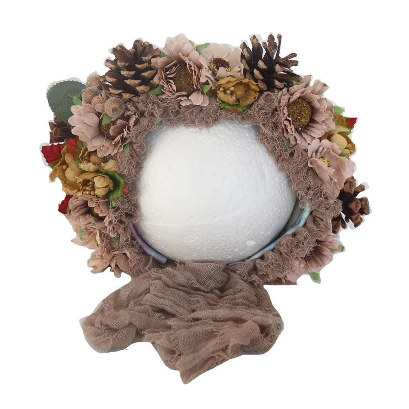 Baby Girl Lovely Flower Bonnet Vintage Newborn Baby Flower Bonnet Photography Props Baby Bonnet Photo Prop