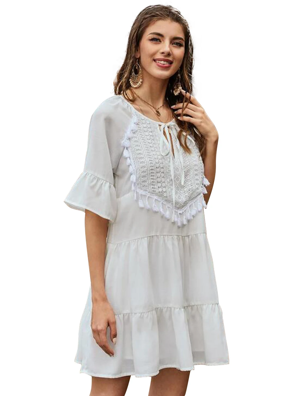
woman clothes 2020 trending boho loose tassel Casual Dresses 