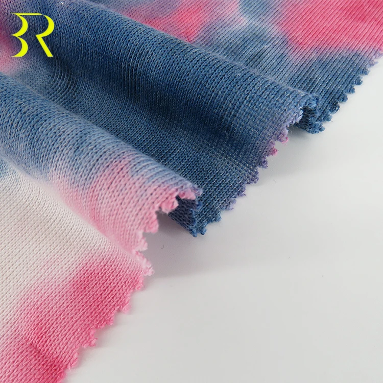 2021 Customized  Knitting Printed 97%P 3%SP Coarse clothing Tie-dyed Fabric for Polo Shirt