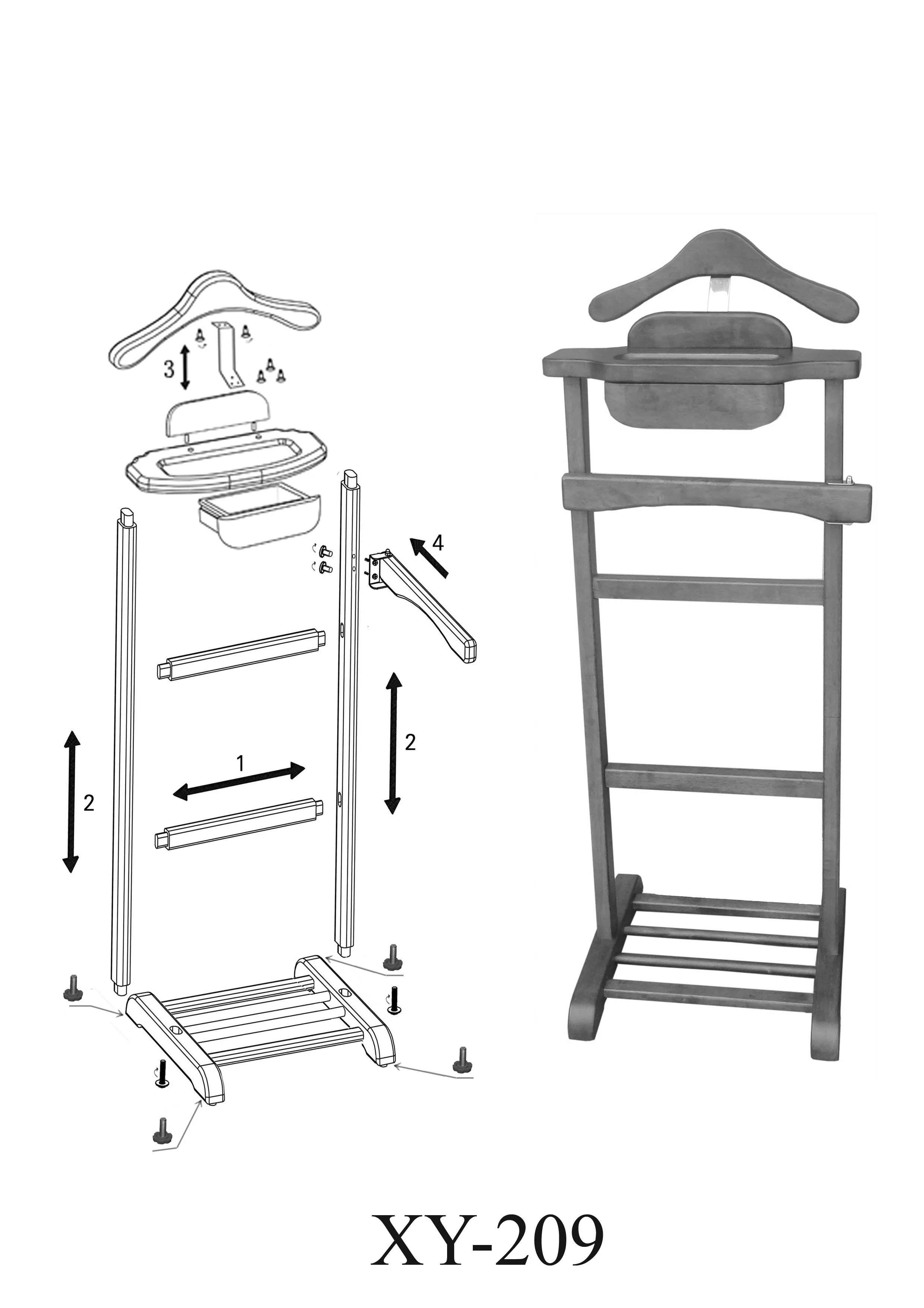 Hotel wooden walnut valet stand