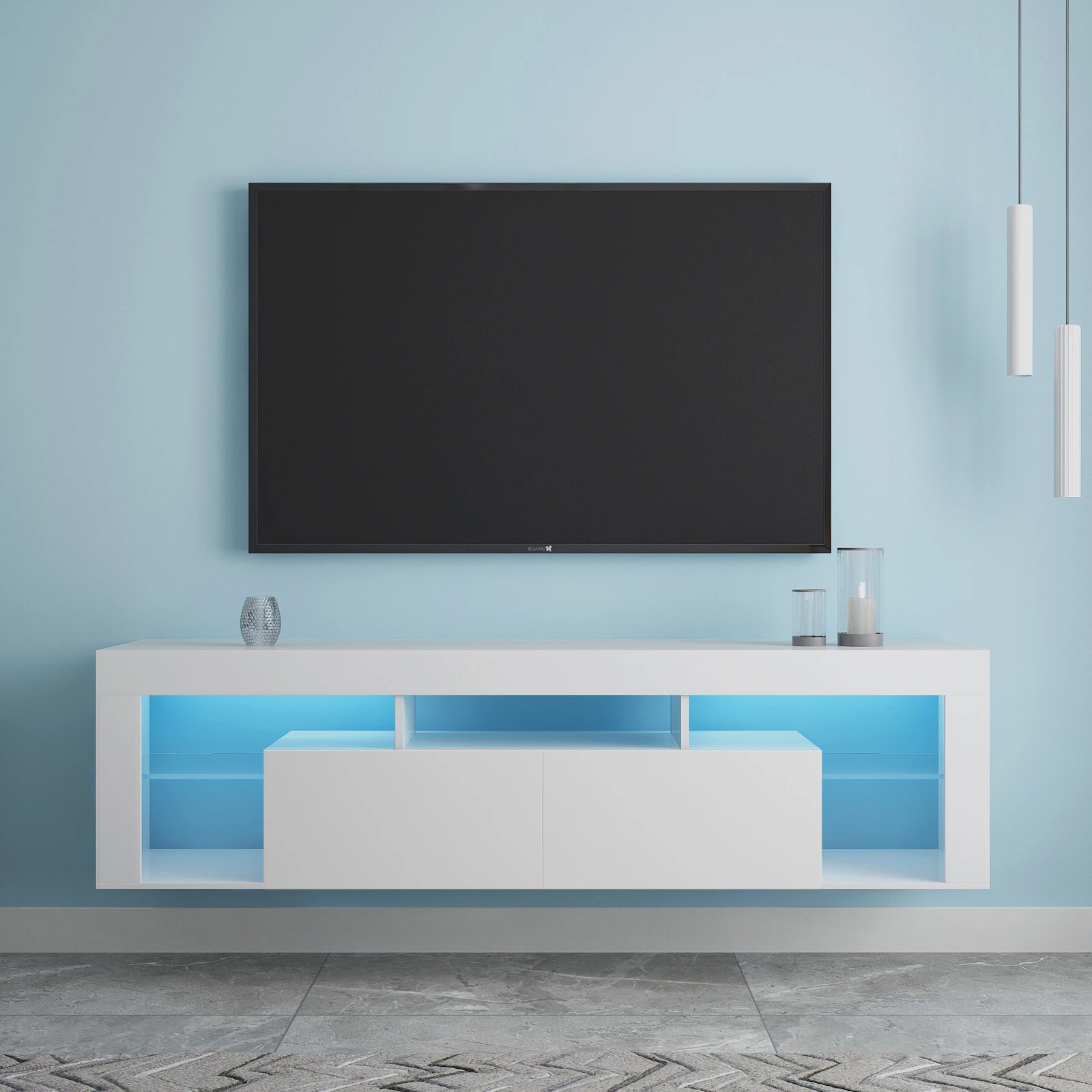 Home furniture tv unit cabinet Modern wooden LED tv cabinet led lighting floating tv stand for living Room Furniture