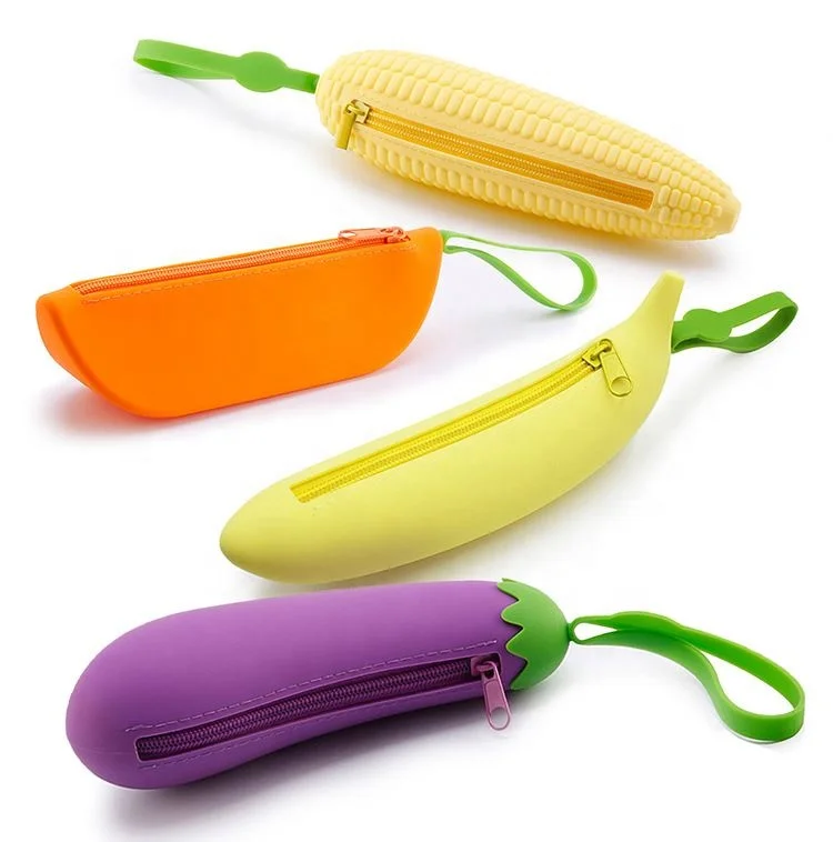 Wholesale Stationery Product Corn Shape Silicone Pencil Case School Coin Pocket