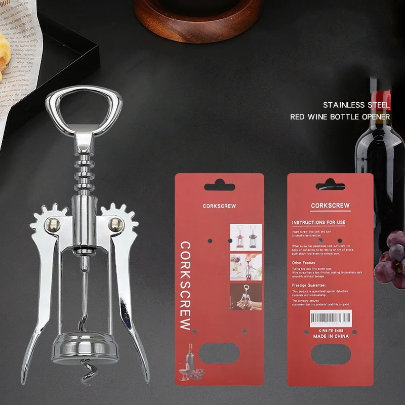 Metal Wing Wine Corkscrew and Bottle Opener Multi-Function Handle Pressure Beer Bottle Opener Bar and Kitchen Tools