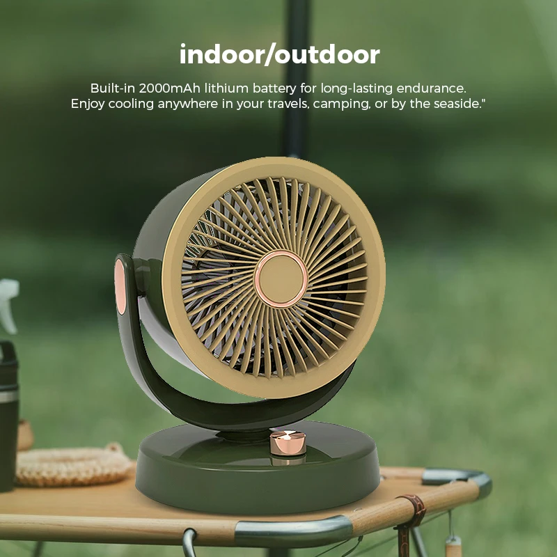 2024 Air Circulation USB Table  Desktop Turbo Air Fan Cooler 90 Oscillation for Office Home with 2000mAh Black