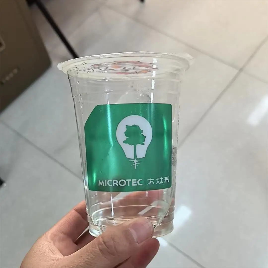 12 14 16 20 24 oz Compostable Plastic round Shape Eco Friendly Pla Custom Logo Disposable Bubble Tea Cups with Lid