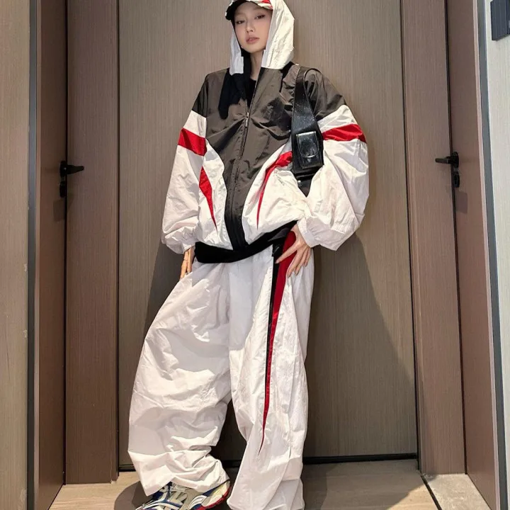 Candice 2024 branded clothes wholesale cotton patchwork jacket and pants two piece women sweat suits