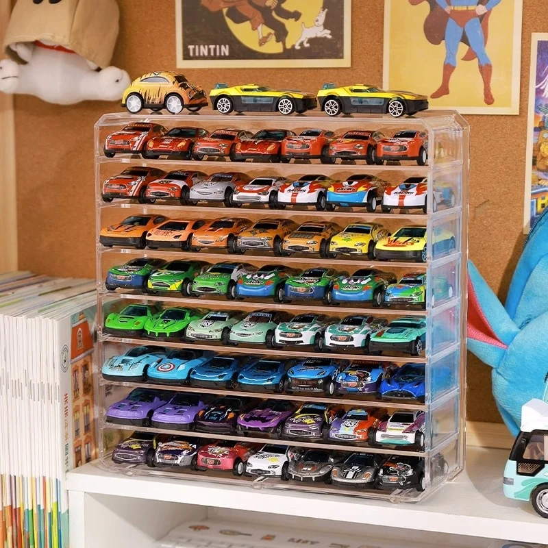 Wholesale counter table display stand, transparent removable plastic display box, Hot wheel mecca toy car storage box