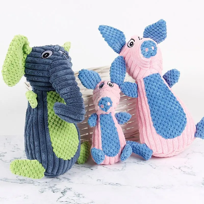 Stuffed Animal Dog Chew toy Plush Chew Rabbit Pig Elephant Shape Squeaky Interactive Dog Toy