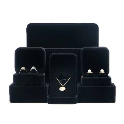 Wholesale Custom Logo Velvet Jewelry Box Luxury Earring Bracelet Necklace Ring Box Storage velvet jewelry box