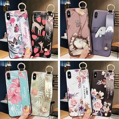 Simple cartoon creative phone case wristband TPU phone accessories embossed painted custom phone case