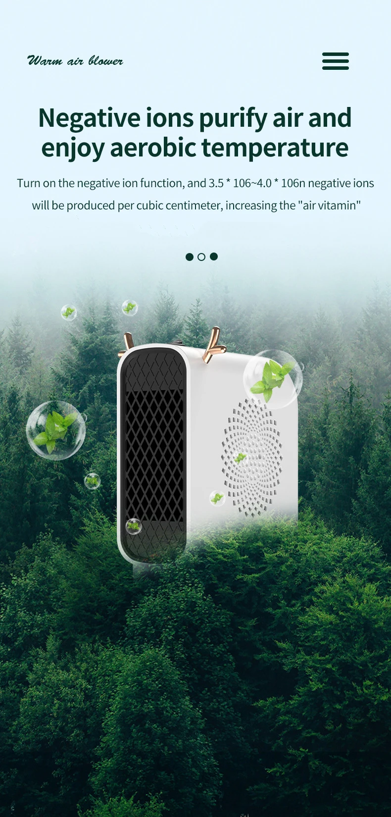 Europe and America Popular Portable Home Heating Radiator Fan 500W Tabletop Heater Mini Table Electric Heater Fan