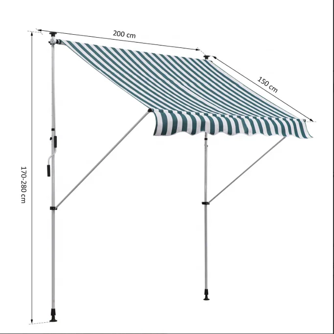 simple clamp steel awning manual awning  balcony flexible manual gearbox awning with polyester fabric