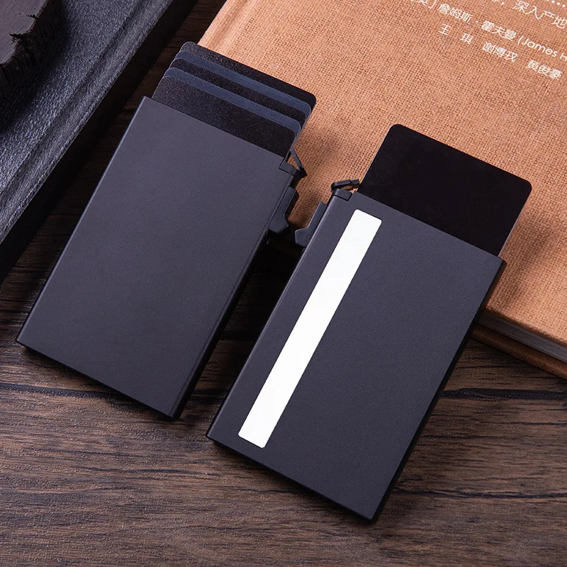 Automatic Pop-up Side Press Credit Card Box Metal Aluminum Card Case Anti Magnetic RFID Card Case