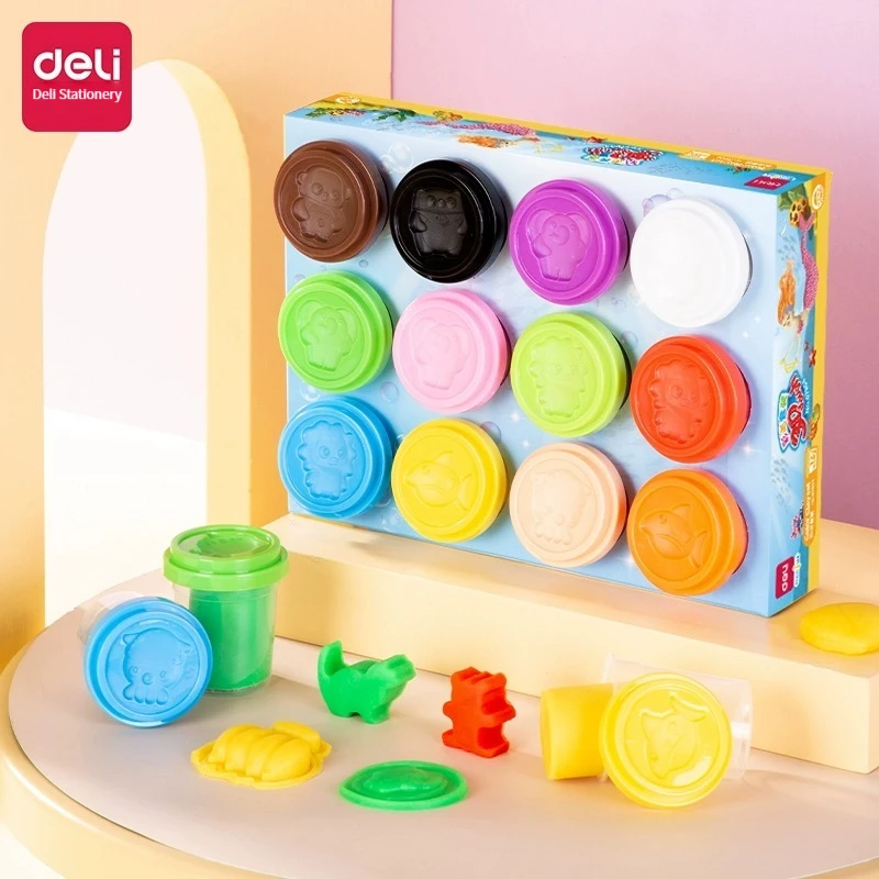 Deli 67804 Plasticine 12 colors non-stick color clay safe puzzle clay set
