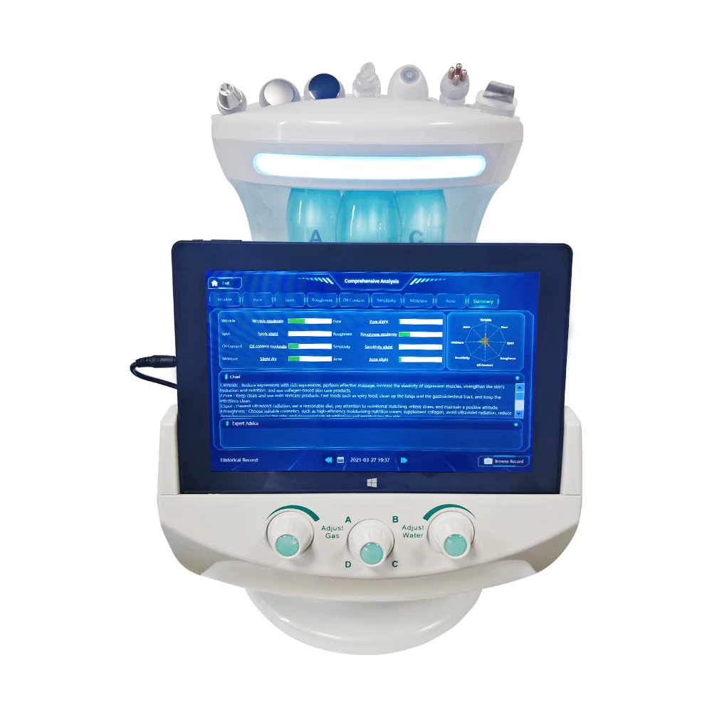  QTS Hydra Skin Care 7 in 1 Intelligent Ice RF Oxygen Jet Water Peeling oxygen microdermabrasion machine facial hydro