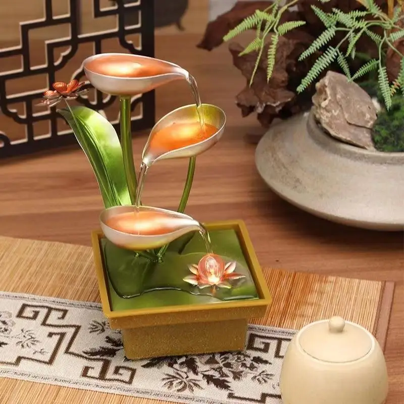 Art Battery Flowing Decoration Creative Wealth USB Charging Cable Iron Indoor Desktop Humidification Battery Fountain