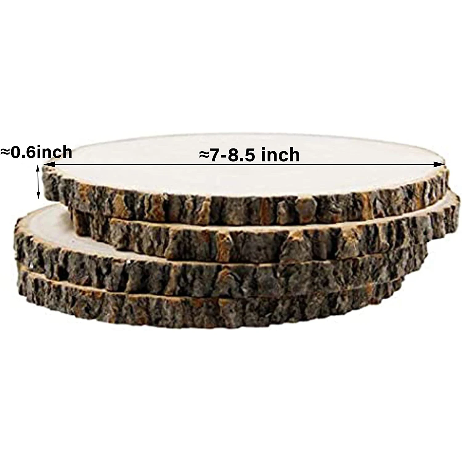 Large wooden centerpiece of unfinished wood chips natural blank wood pieces slice round