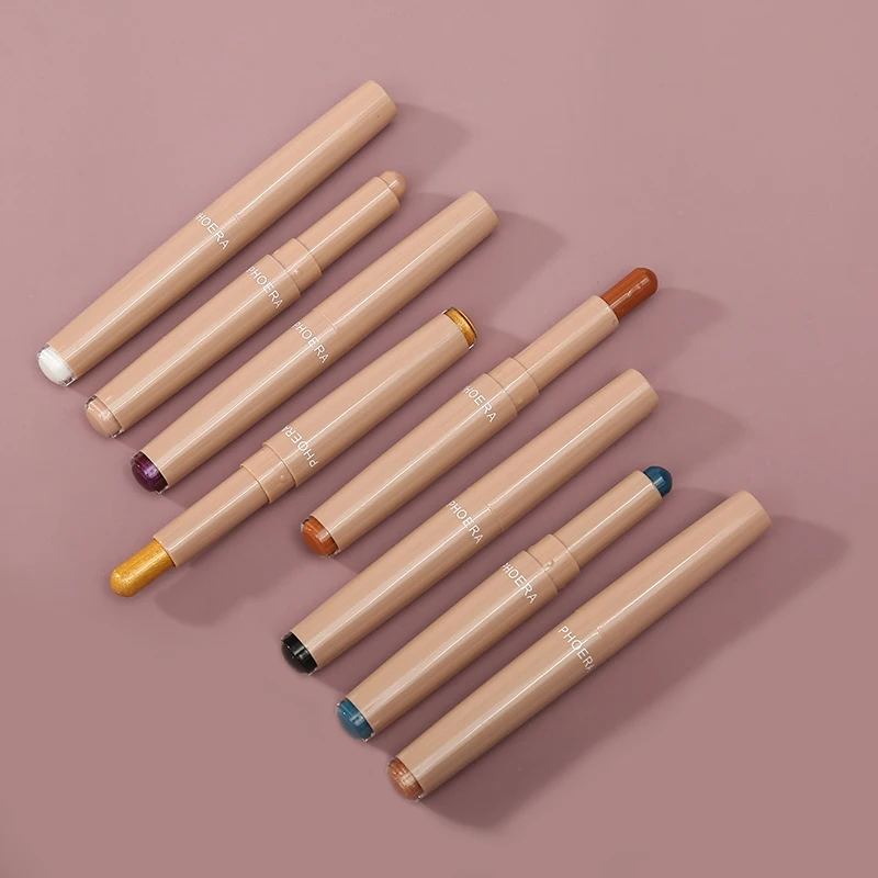 PHOERA Shimmer Glitter Cream Eyeshadow Crayon Matte Eyeshadow Stick Long Lasting Highlighter Stick Makeup