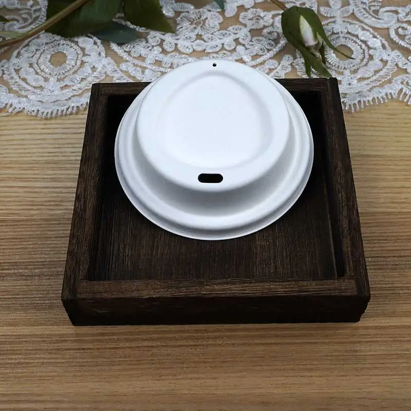 OEM disposable paper cups lids bagasse paper lids 90 mm coffee cup cover Custom dimension color