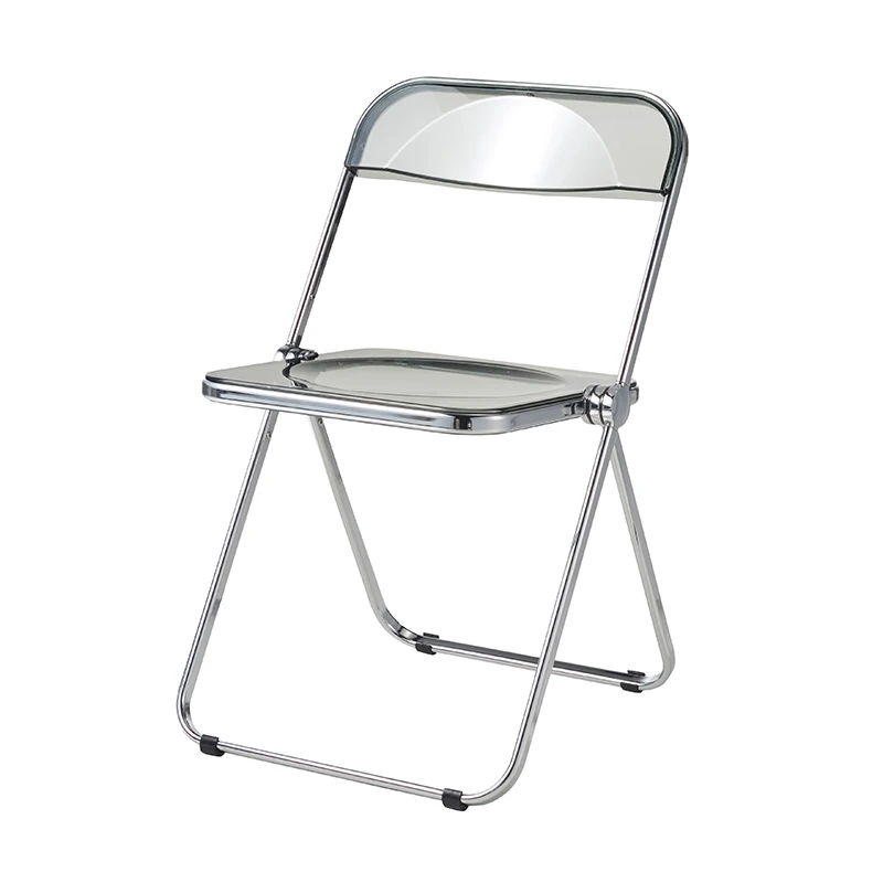 Cheap wholesale home furniture modern plastic crystal design folding dining chair with metal frame