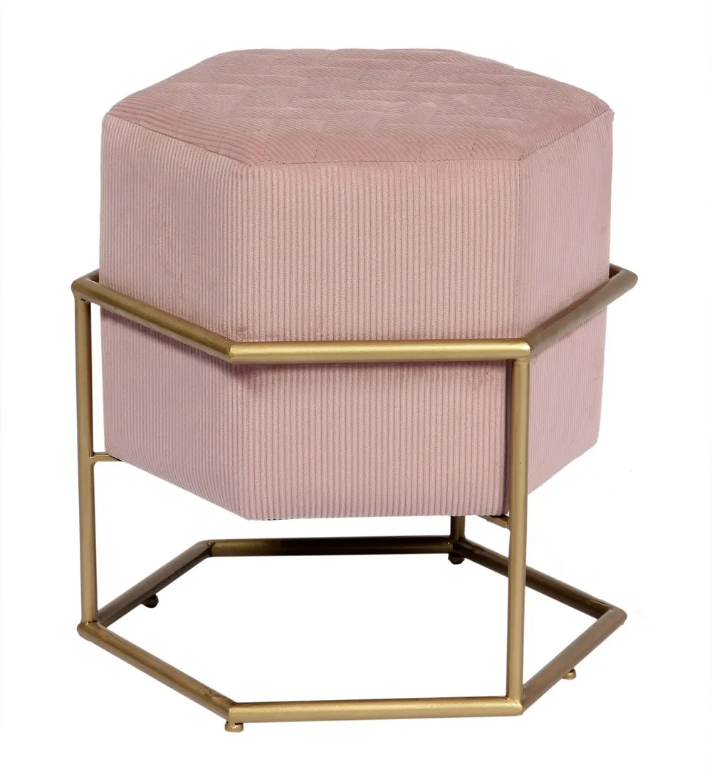 Bailey Velvet Footrest Ottoman Vanity Upholstered  Make Up Stool Metal Legs Stool