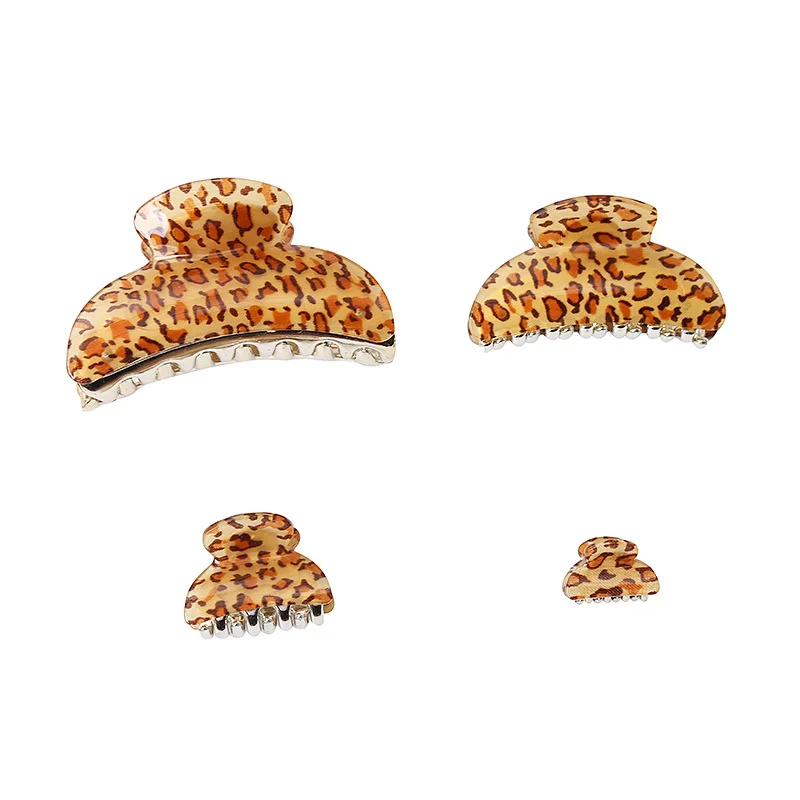 Hot Sale Leopard Hair Claw Clips Barrette Clamp Jelly Colors Acrylic Leopard Ponytail Crab Girls Hairpin Hair Accessories