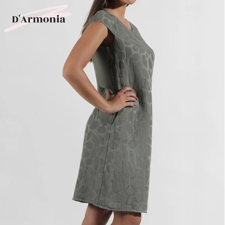 
Low Price O-neck Daily Dress Silm Solid Dress For Women Made In Italy 