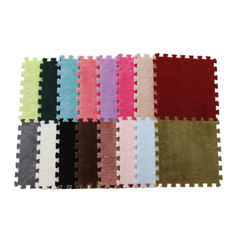 30*30cm Plush Puzzle Foam Floor Rug Fluffy Square Carpet Mat Furry Area Carpet of Room Floor Game Rugs