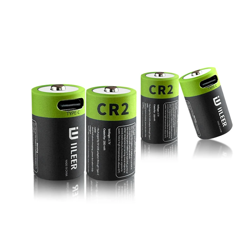 IILEER Hot Sale 3.7V 1036mWh CR2 280mAh with Type C Port Lithium Ion Batteries Rechargeable for Cameras