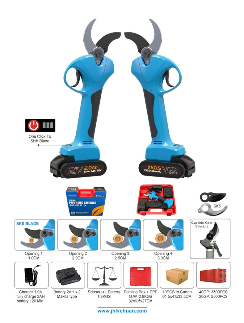 Lithium-Ion Battery Branches Scissor Garden Tool Cordless Electric Pruning Shears Secateur Pruner Tree Bonsai Cutter