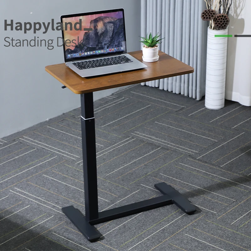 Q2B Custom Mobile Pneumatic Home Office Moveable Lift Desk Black Height Adjustable Gas Spring Lifting Computer table With Wheels