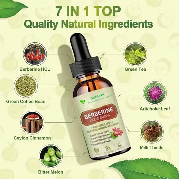 Herbal extract Supplements Berberine Hydrochloride HCL Liquid Berberine Drops