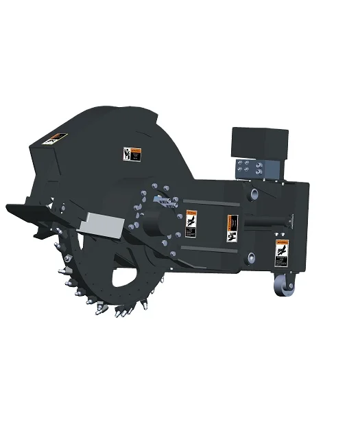 Skid steer loader rock saw trencher