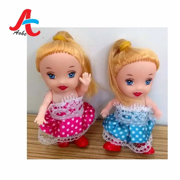 OEM 0.1 usd  2.5 inch mini doll toy Kits Soft Vinyl  head with hair doll Accessories toys