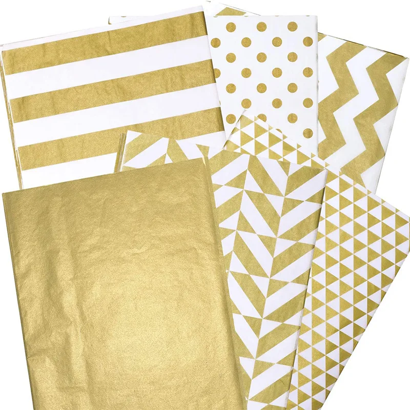 Custom Five-Pointed Star Printing Gold Logo Stamping Tissue Wrapping Paper For Christmas Gift Packaging