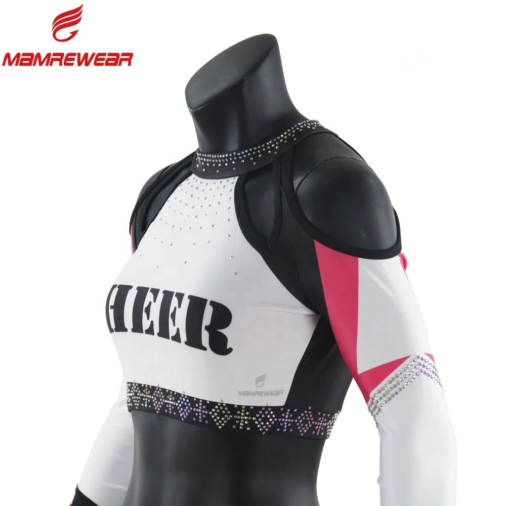 Wholesale custom youth cheerleader costume cheerleading uniforms with Rhinestone