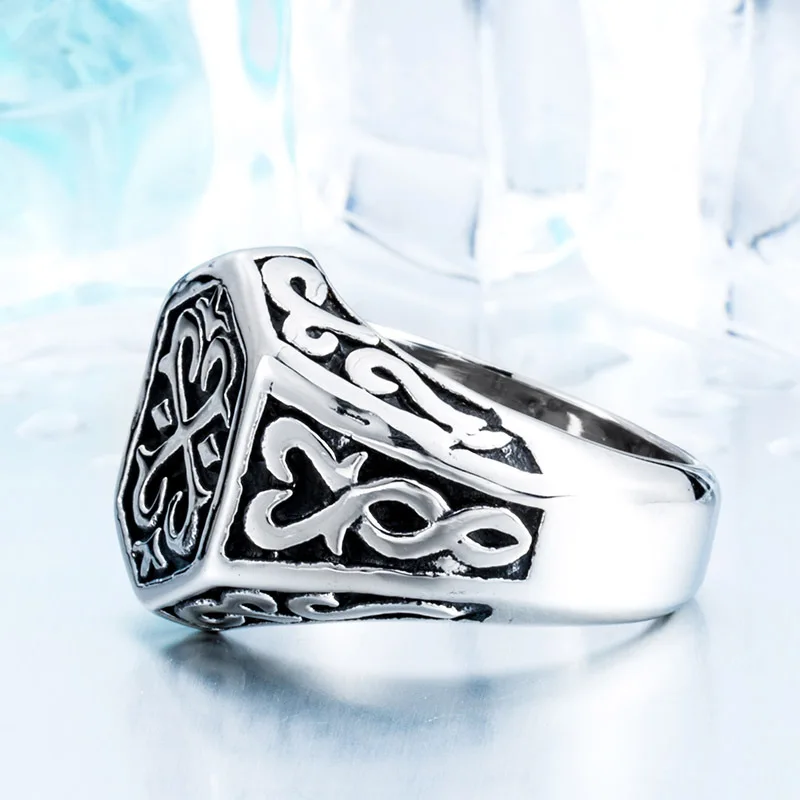 Punk Style Men Norse Viking Jewelry Celtic Knot Ring Retro Antique Silver Runes Circle Nordic Viking Ring