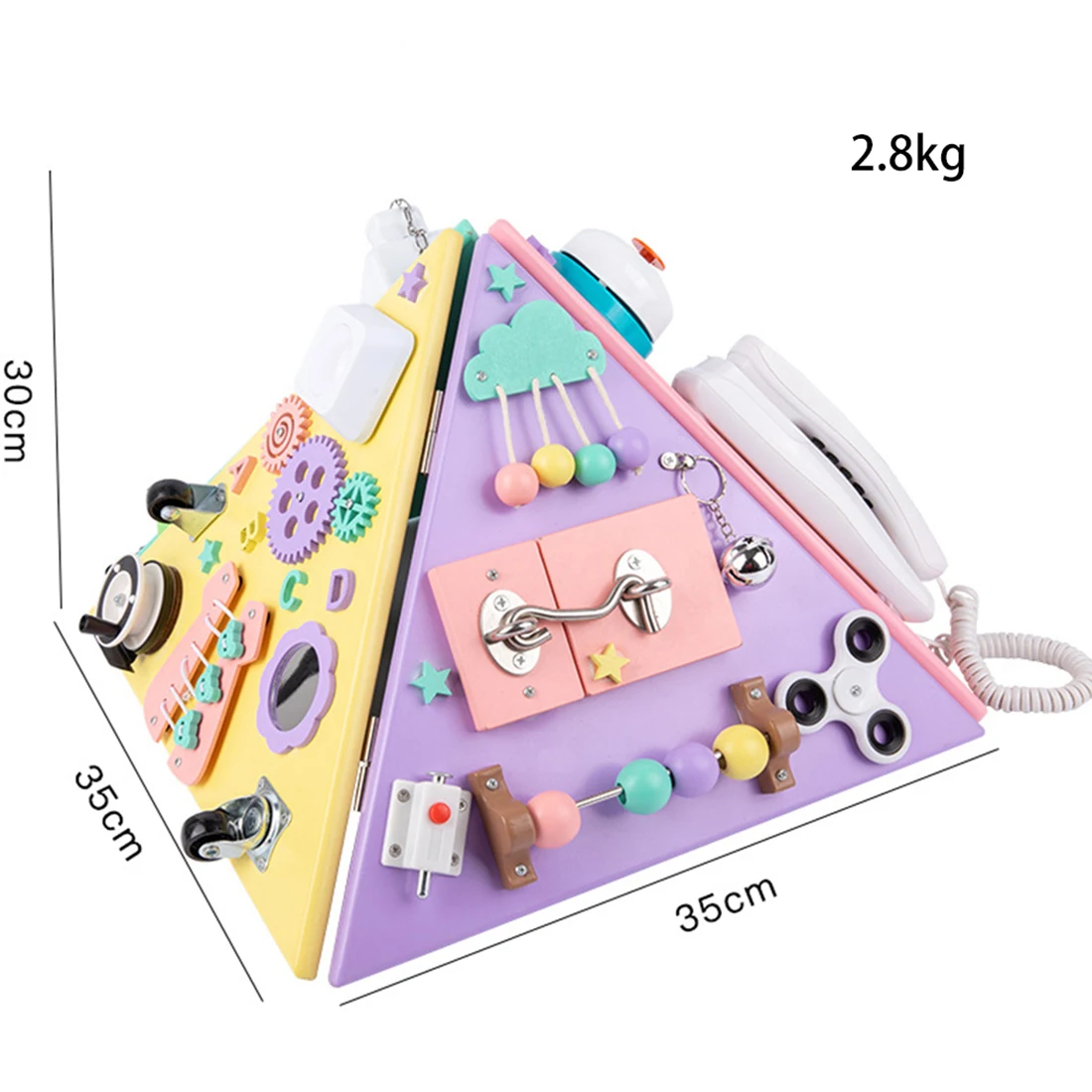 Busy Board for Toddler 4-Piece Busy Board Kit with Pyramid Design and 20 Tools