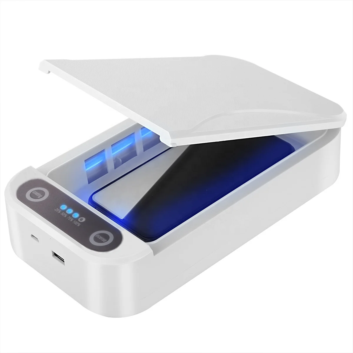 
Portable small led UV light smartphone sterilizer box with USB wireless charging uv led sterilizer box 