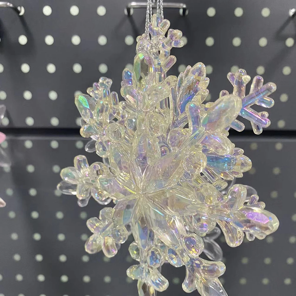 Laser cut clear acrylic Christmas tree decoration custom snowflake acrylic festive party decoration gifts