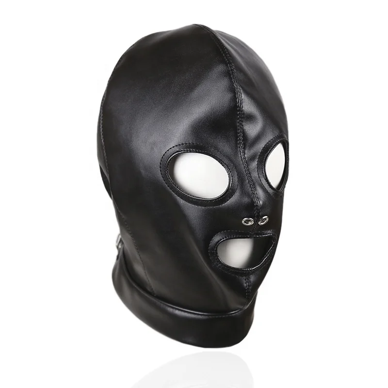 Leather Hood Party Headgear Adult Game Head Unisex Remove leather hood BDSM