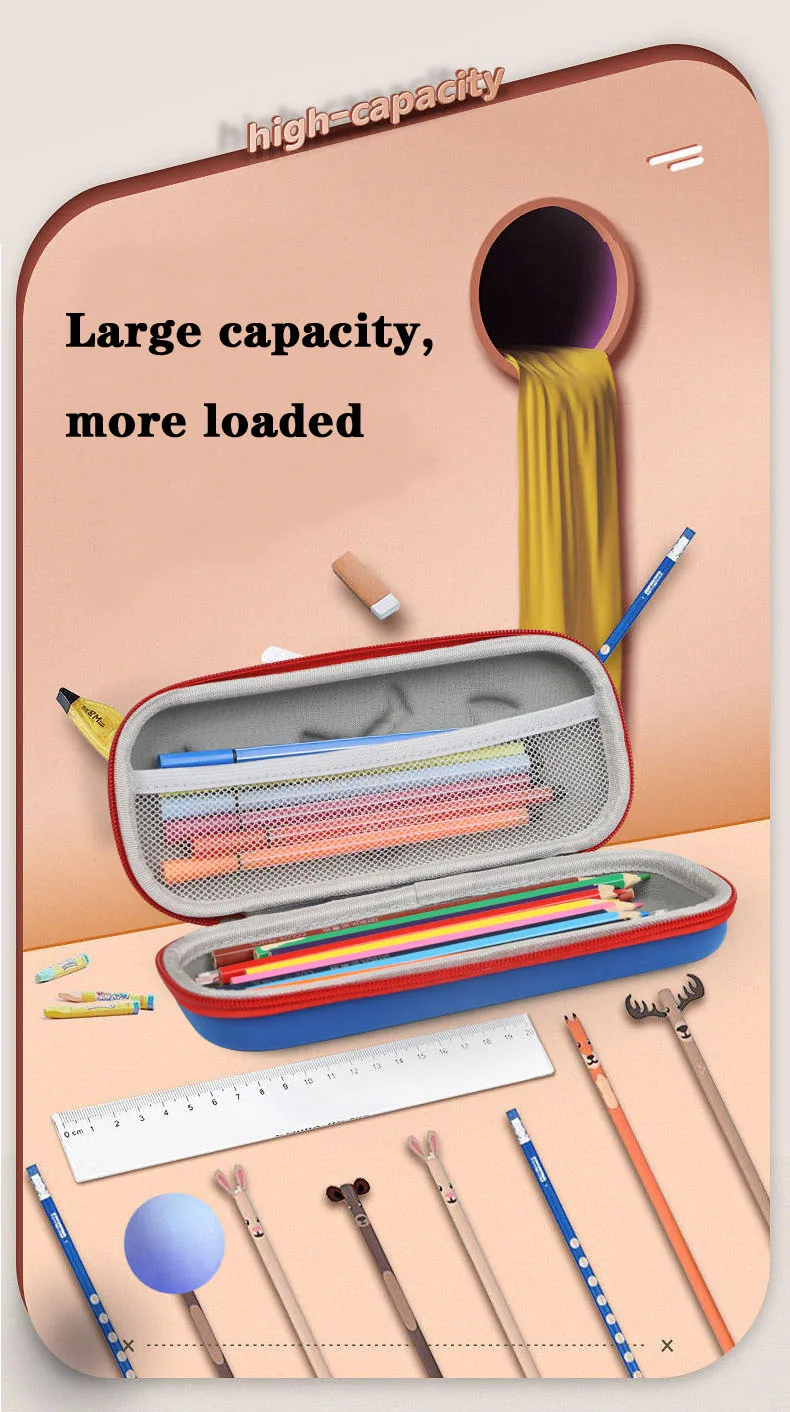 3D Design stationery Zipper bag  Waterproof and antifouling 2 layer pencil bag  Plastic pencil case